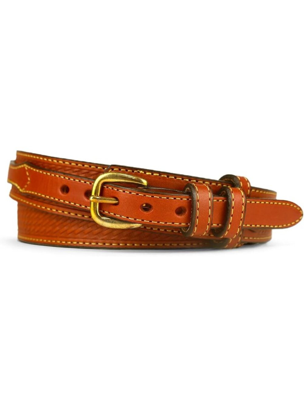 Stylish Men's Basketweave Ranger Belt | English Bridle Leather, Durable
